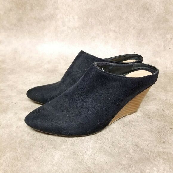 Rampage Womens Kavi  Size 6.5 Black  Fabric Slip On 3" Wedge Heel Mules - Picture 3 of 10